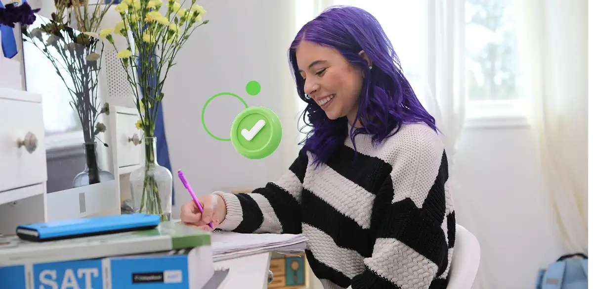 Stuent wearing a stripped swetaer