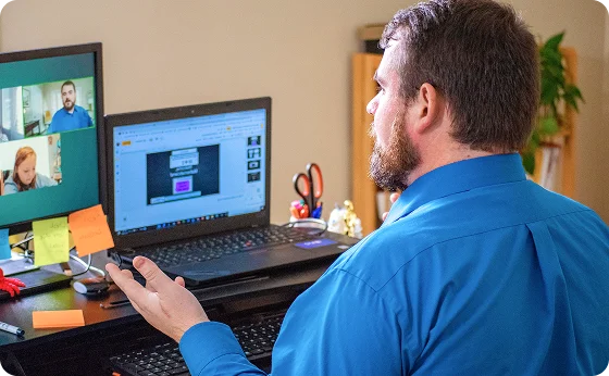 Teacher working in his home